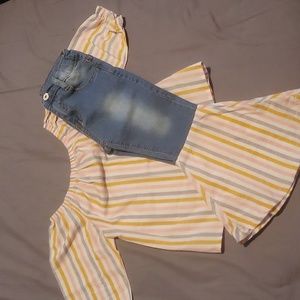 Dash of Glitter size M, 2 piece toddler outfit, multi-colored stripes